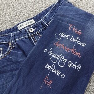 Way Jeans Mens 38X33 Dark Blue Denim Pants Wide Leg Baggy Boot Y2K Flap Pocket